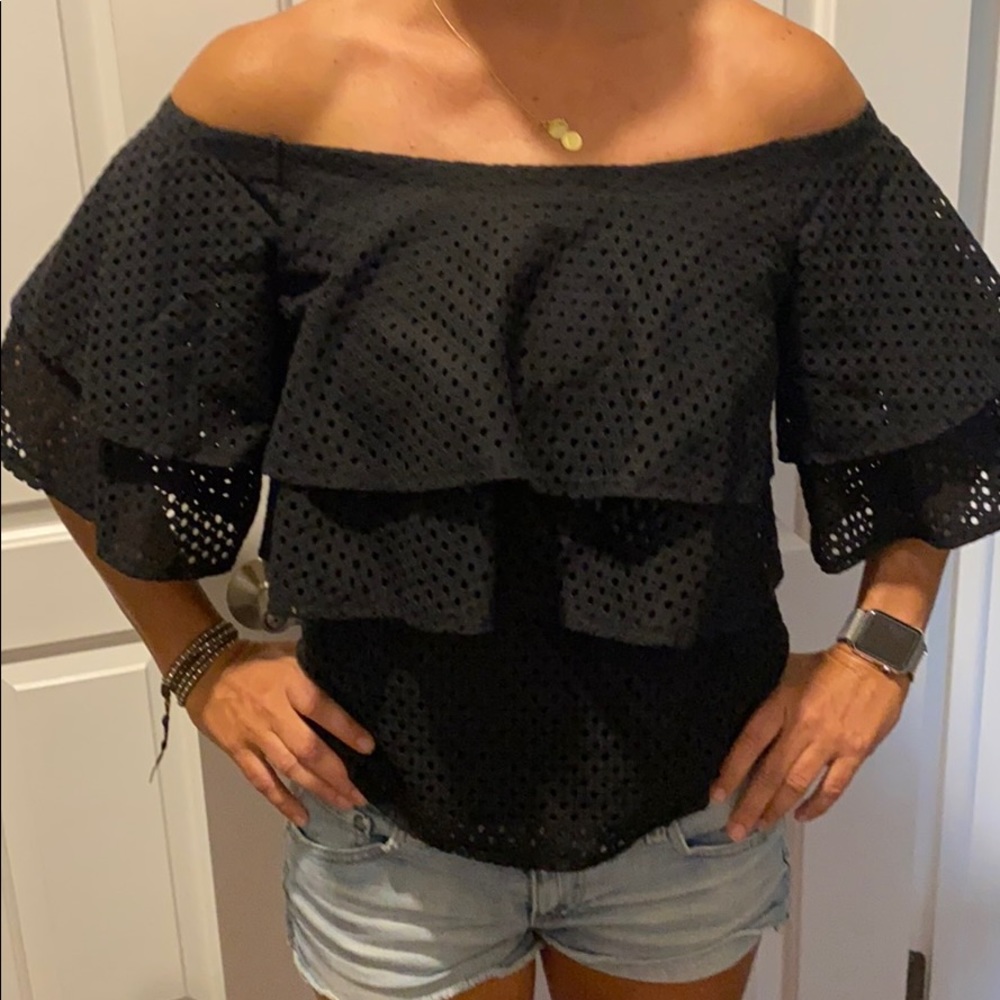 Off the shoulder eyelet top